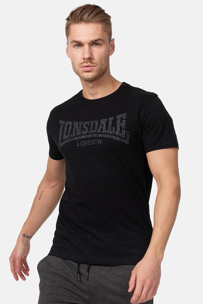 Lonsdale London T-Shirt Logo Kai Herren 111132 Regular Fit in schwarz - Jeans Boss