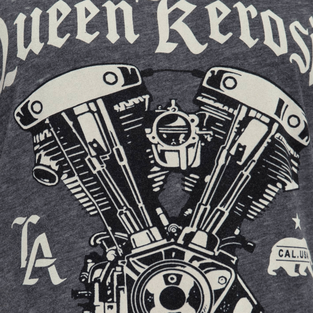 Queen Kerosin Damen T-Shirt Cal. Motor Sleeveless Enzym Wash Biker 41020 schwarz - JeanZone