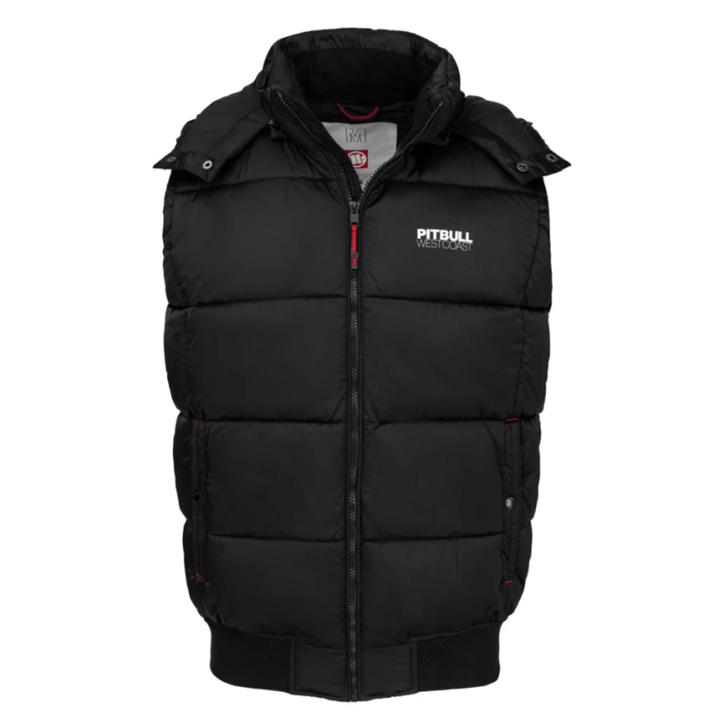 Pitbull Herren Steppweste Walpen in Schwarz mit Kapuze