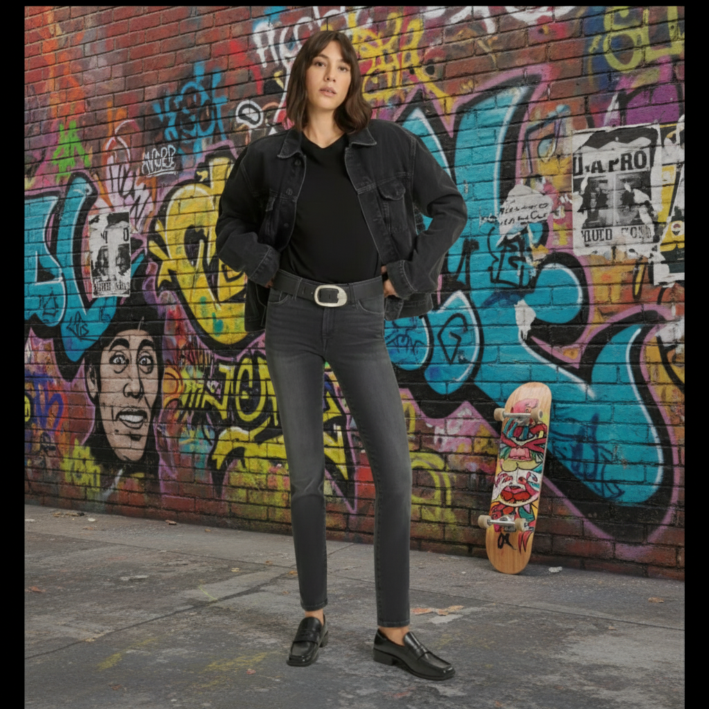 Cross Damen Jeans Anya Slim Fit P489-275 in used black