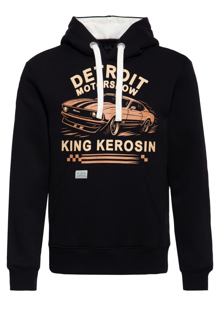 King Kerosin Detroit Motorshow Herren Hoodie mit Muscle-Car-Frontprint