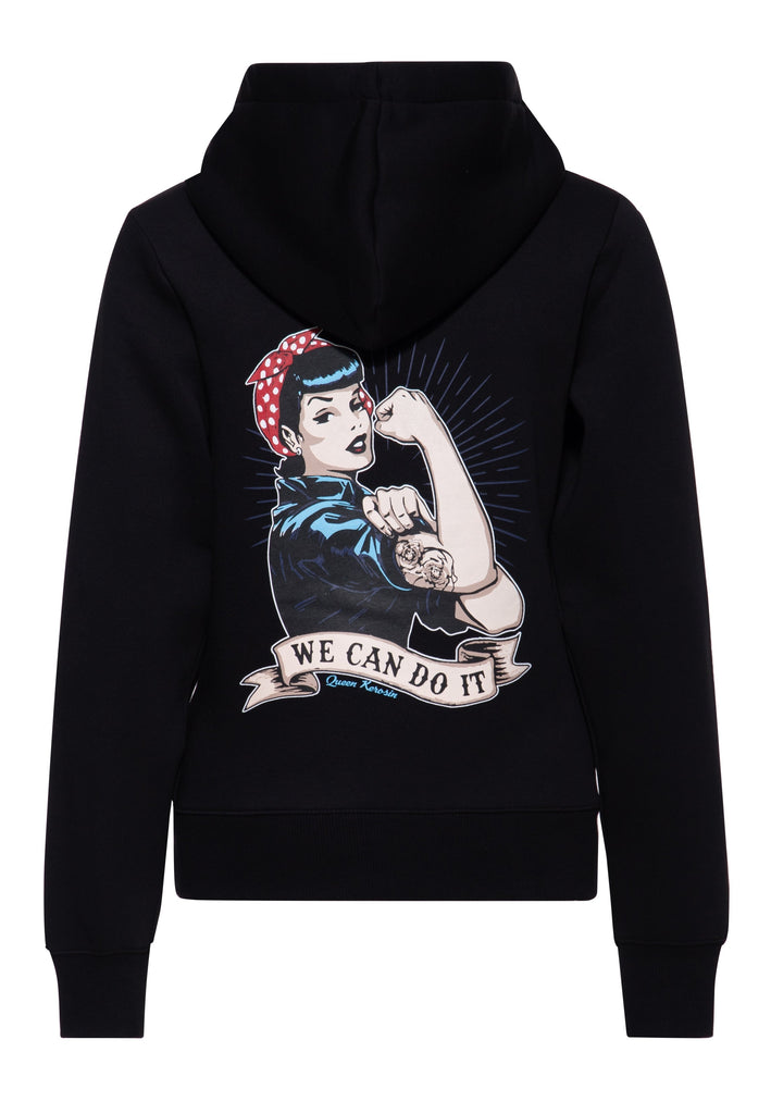 Queen Kerosin Damen Hoodie mit großem We Can Do It Rückenprint