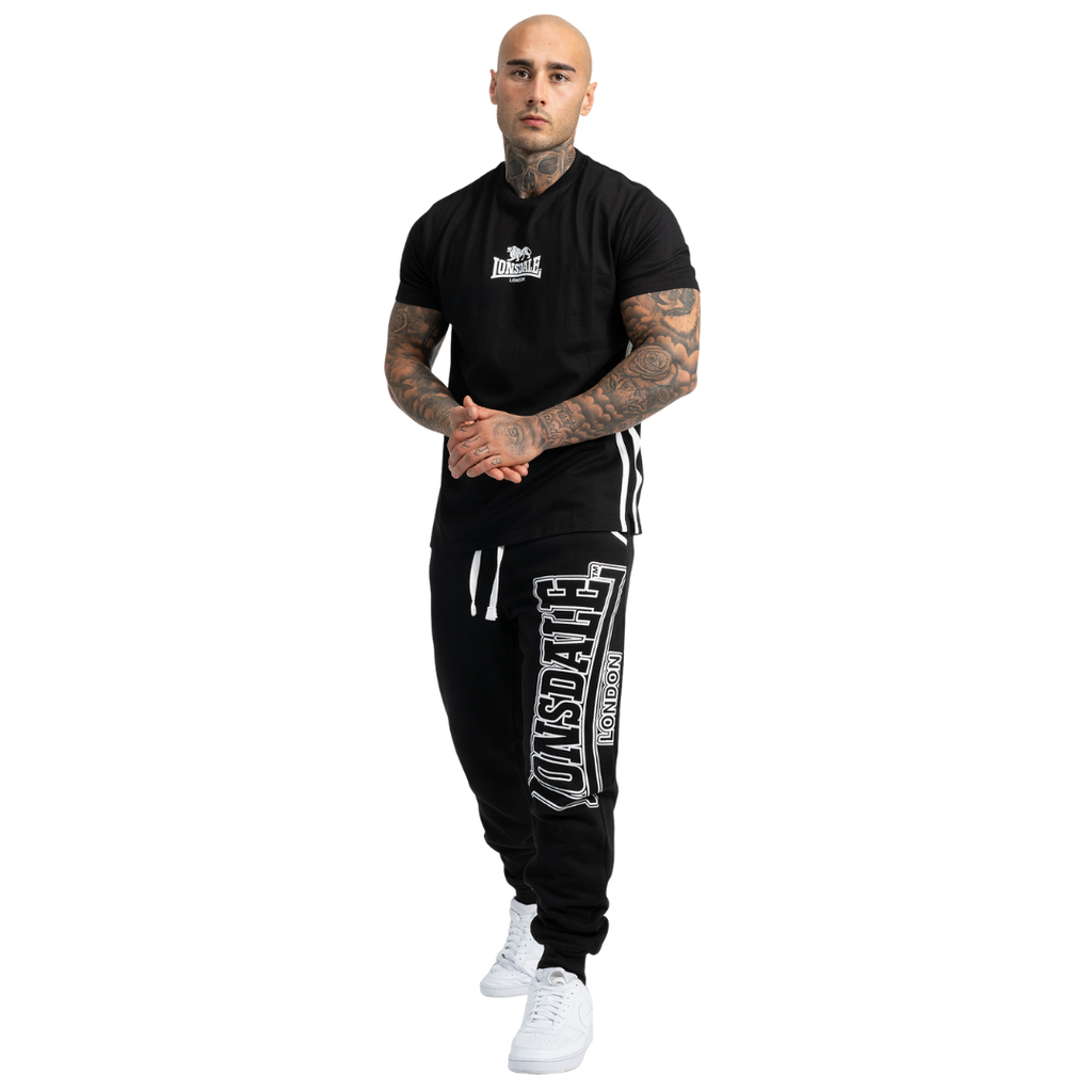 Lonsdale Herren Jogginghose Marldon Slim Fit Schwarz mit Logo-Print