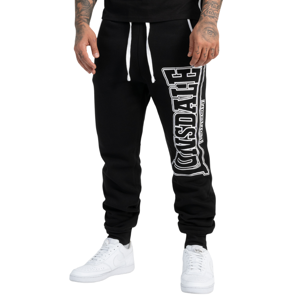 Lonsdale Herren Jogginghose Marldon Slim Fit Schwarz mit Logo-Print
