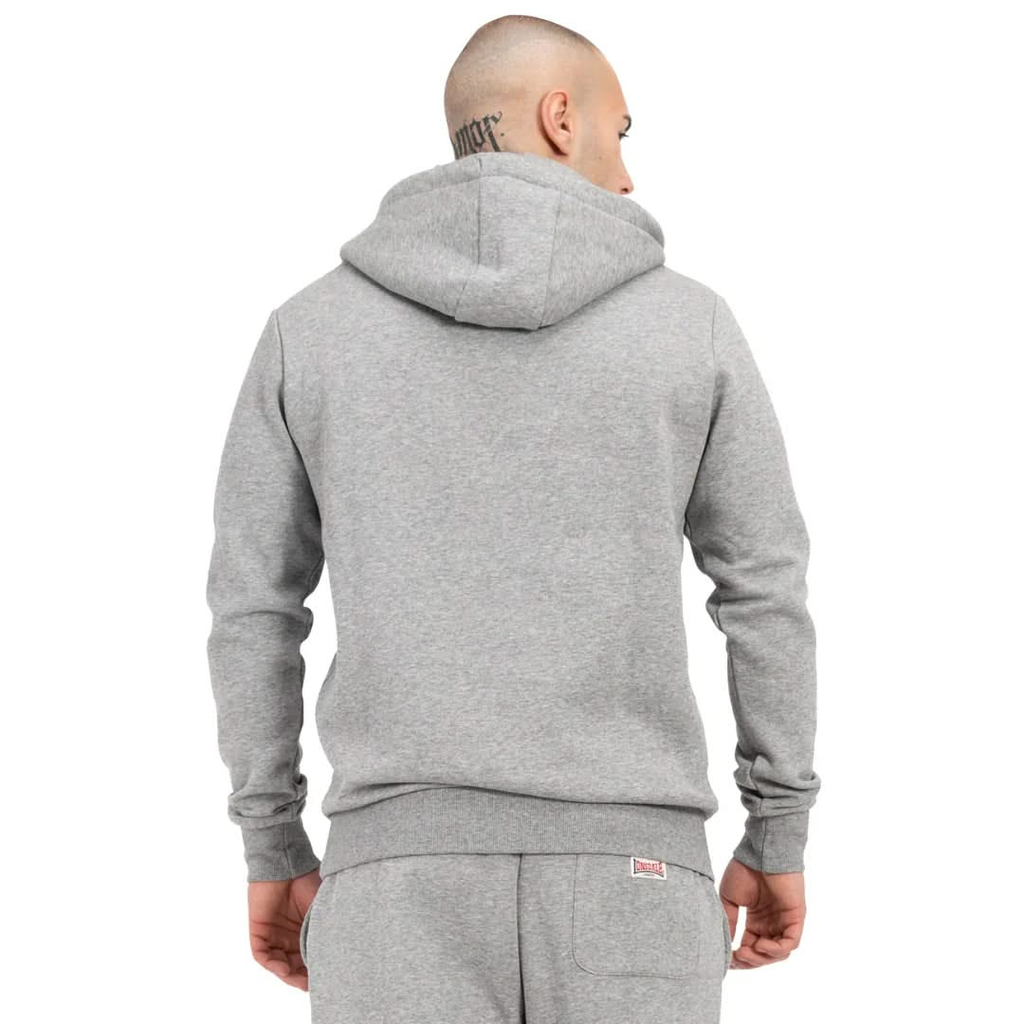 Lonsdale London Herren Hoodie Hooded Classic in Marl Grey mit Flockdruck
