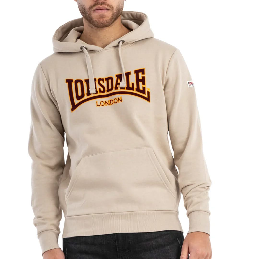 Lonsdale London Hoodie Hooded Classic in Sand mit zweifarbigem Logo-Flockdruck