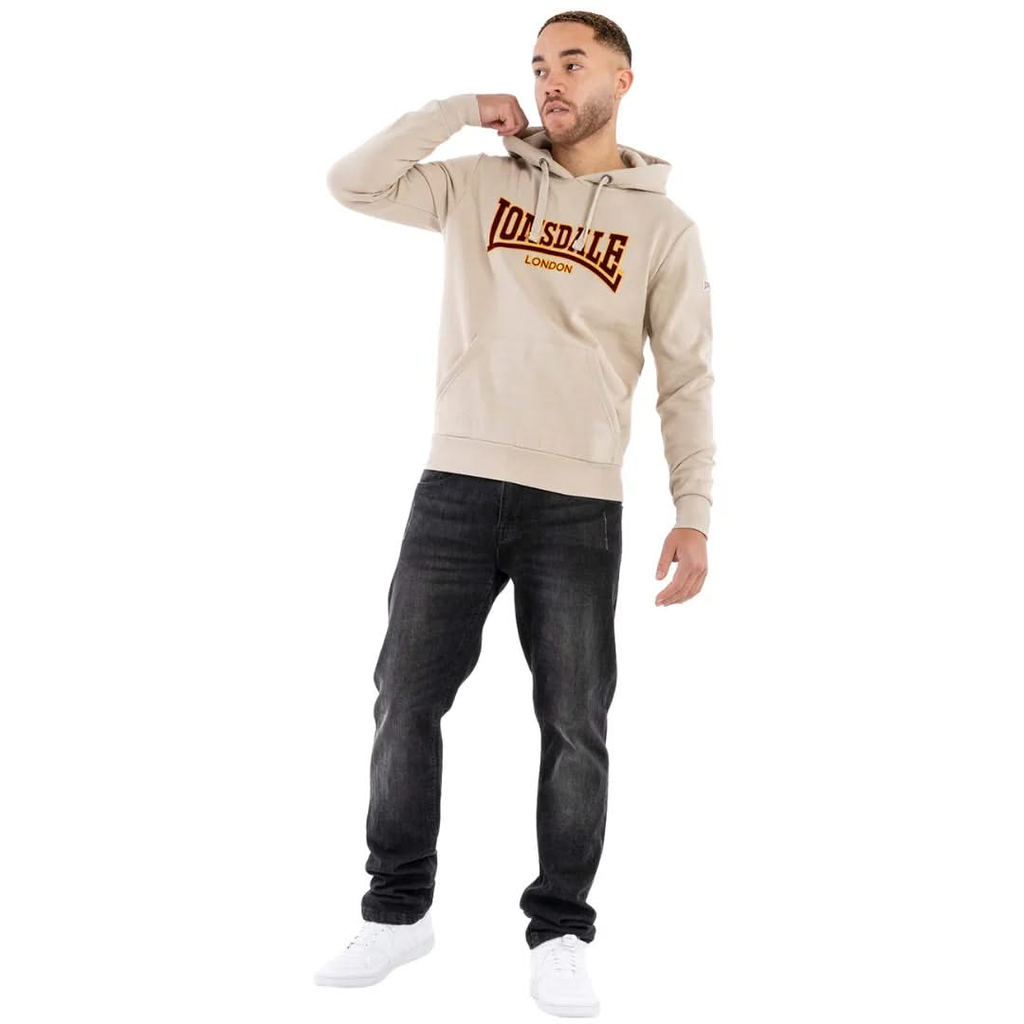 Lonsdale London Hoodie Hooded Classic in Sand mit zweifarbigem Logo-Flockdruck