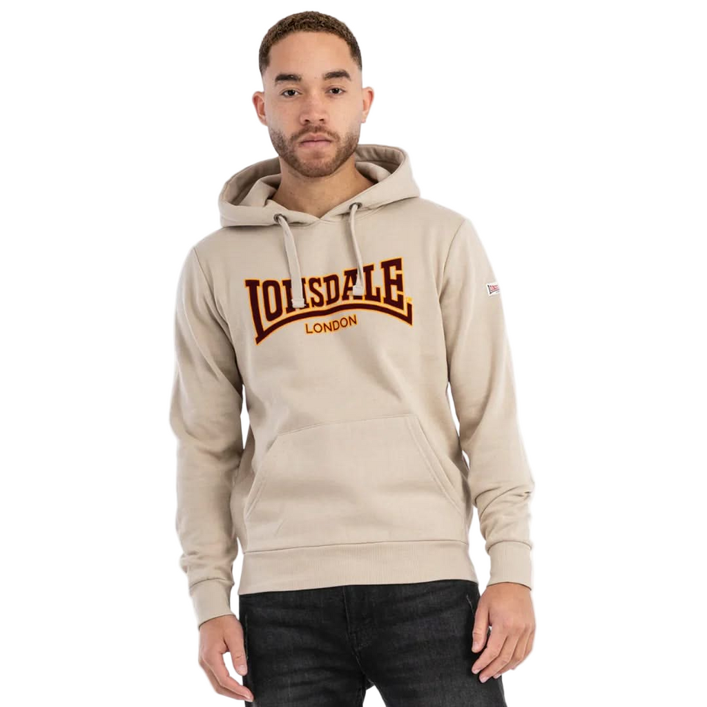 Lonsdale London Hoodie Hooded Classic in Sand mit zweifarbigem Logo-Flockdruck