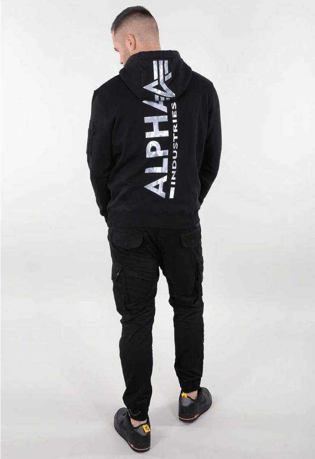Alpha Industries  Backprint Hoody black white camo - Jeans Boss