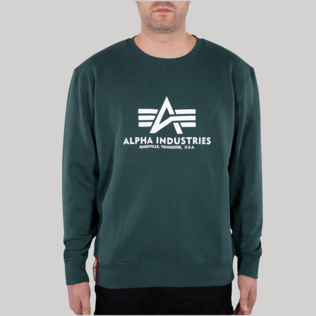 Alpha Industries Basic Sweater in navy green 610 - Jeans Boss