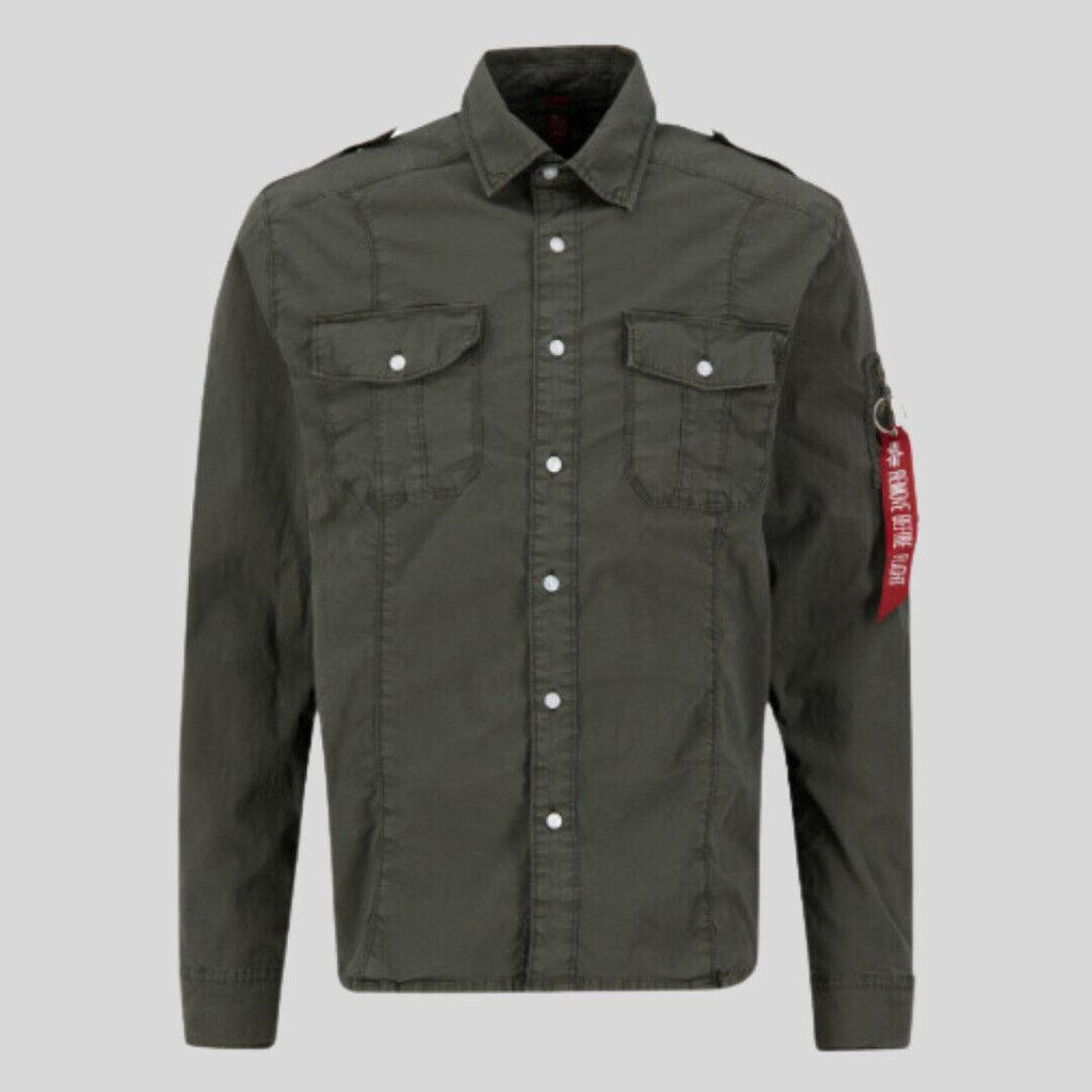 Alpha Industries Feldbluse Hemd Herren Basic Shirt Slim sage green / greyblack N - Jeans Boss