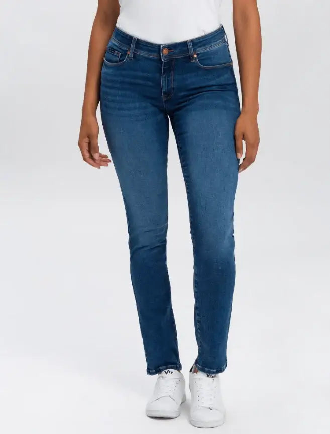 cross-damen-jeans-anya-p489-175-in-dark-mid-blue-slim-fit-high-waist-1 - JeanZone