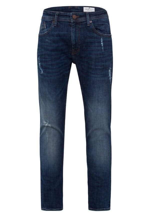 cross-herren-jeans-jimi-or-tapered-fit-stretch-denim-used-blau-jeanzone-1 - JeanZone
