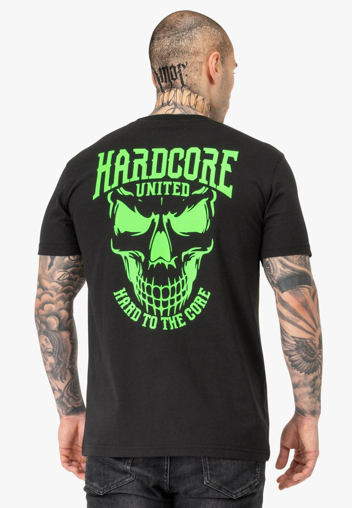 Hardcore United Herren T-Shirt Skully in Black / Neon Green 309049 - JeanZone