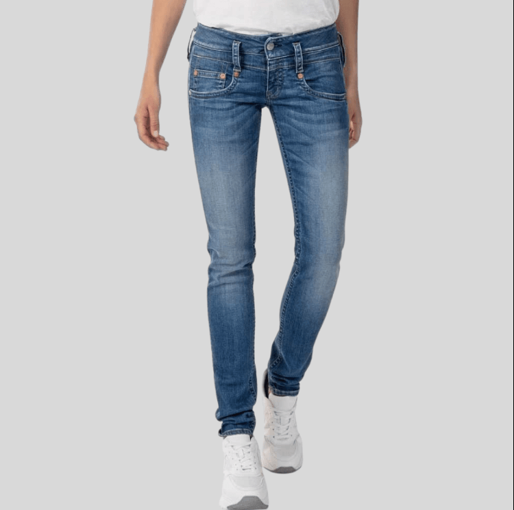 Herrlicher Damen Jeans Pitch Slim Fit 879 in blue sea - JeanZone