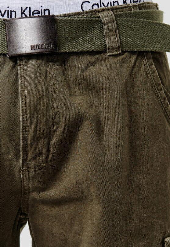 Indicode Cargo Shorts kurze Hose Herren Monroe blau schwarz grün beige Military - JeanZone