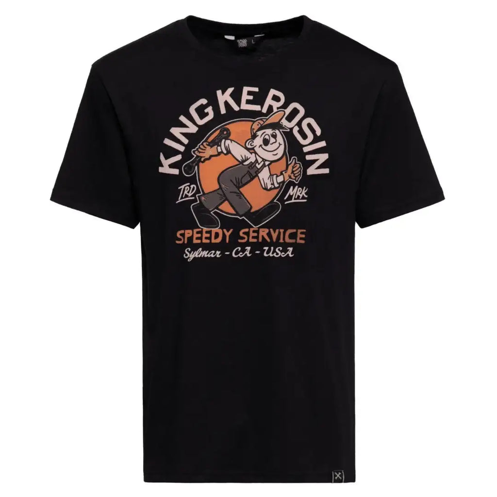 king-kerosin-herren-cartoon-print-t-shirt-speed-service-in-black-1 - JeanZone