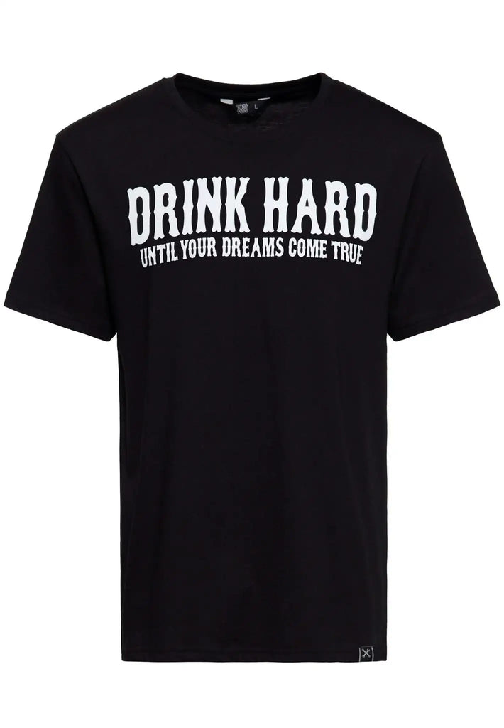 king-kerosin-herren-contrast-seam-t-shirt-drink-hard-1 - JeanZone