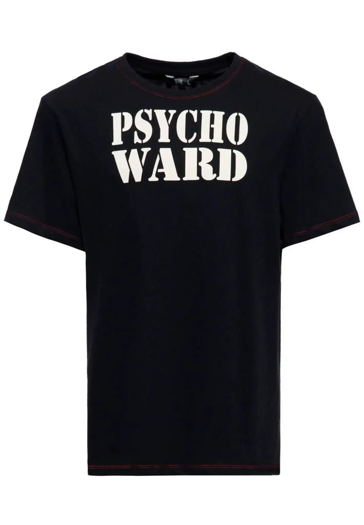 king-kerosin-herren-contrast-seam-t-shirt-pscho-ward-in-black-kki41067-200-1 - JeanZone