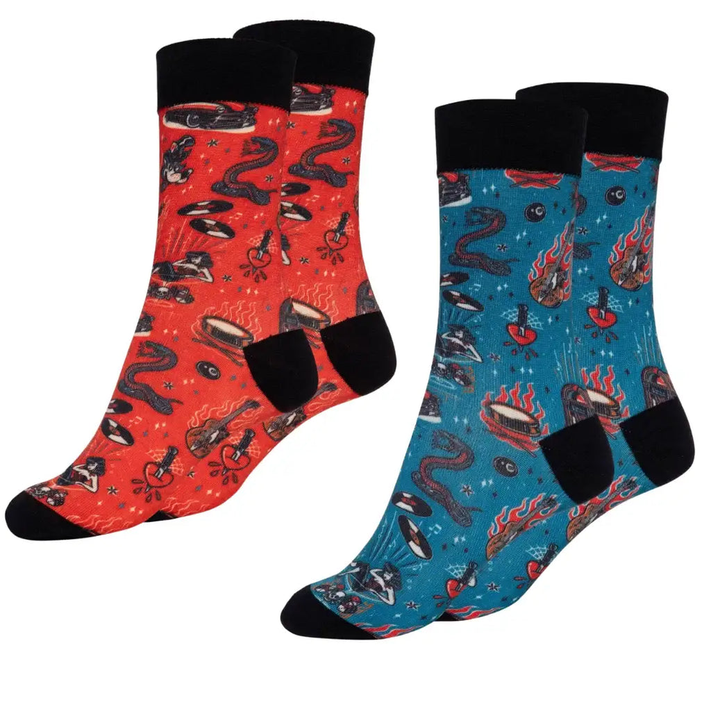 king-kerosin-herren-socken-rockn-roll-in-petrol-oder-red-1 - JeanZone