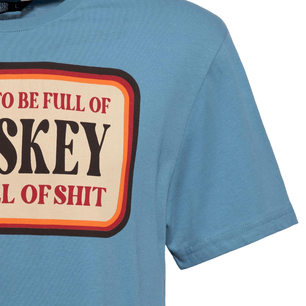 King Kerosin Herren T-Shirt Contrast Seam Whiskey in Sky Blue Front / Backprint - JeanZone