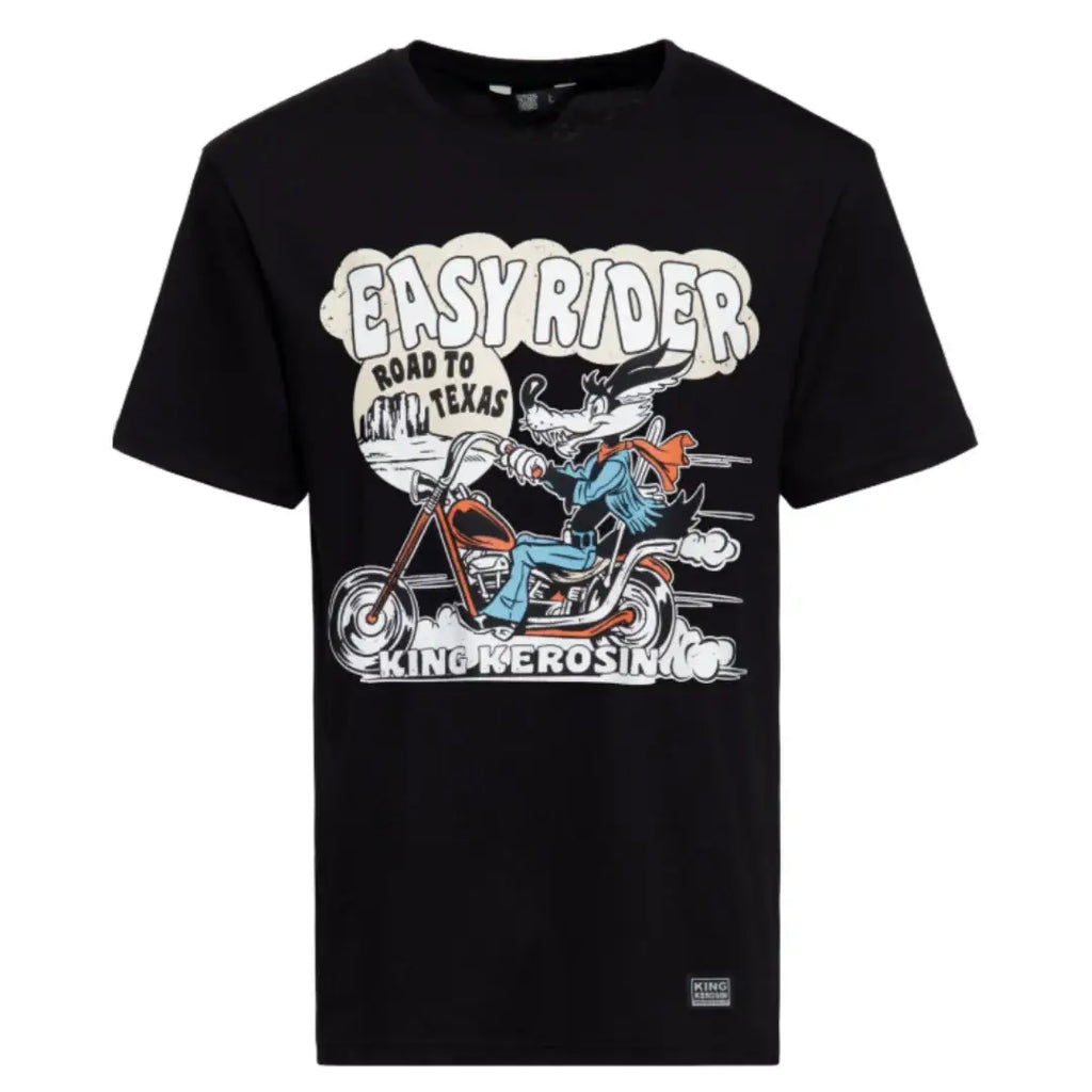 king-kerosin-herren-t-shirt-regular-easy-rider-in-black-1 - JeanZone