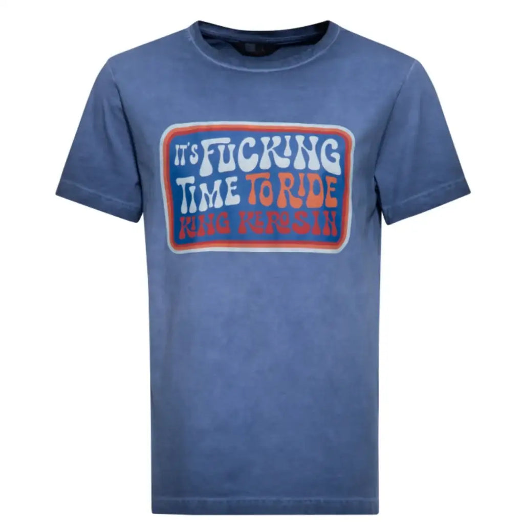 king-kerosin-herren-t-shirt-regular-its-f-time-to-ride-in-blau-1 - JeanZone