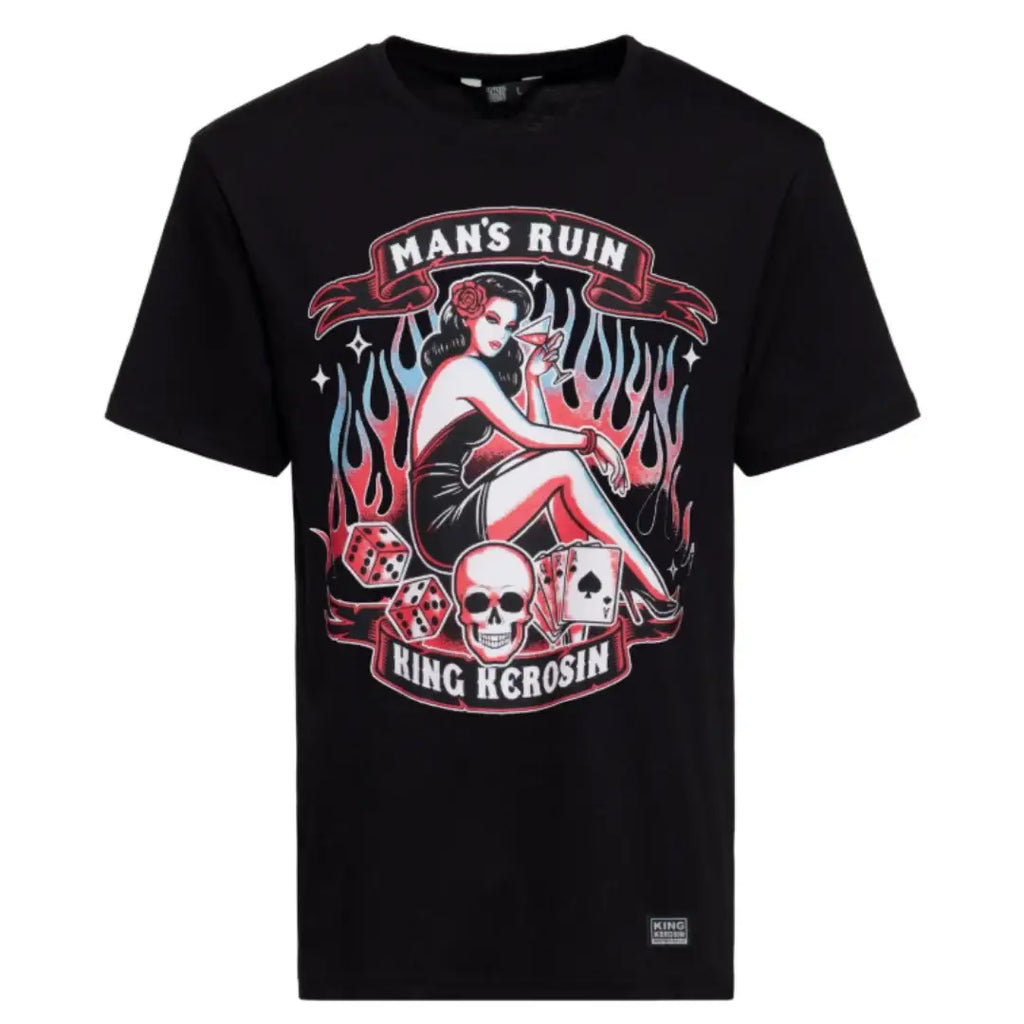 king-kerosin-herren-t-shirt-regular-mans-ruin-in-black-1 - JeanZone