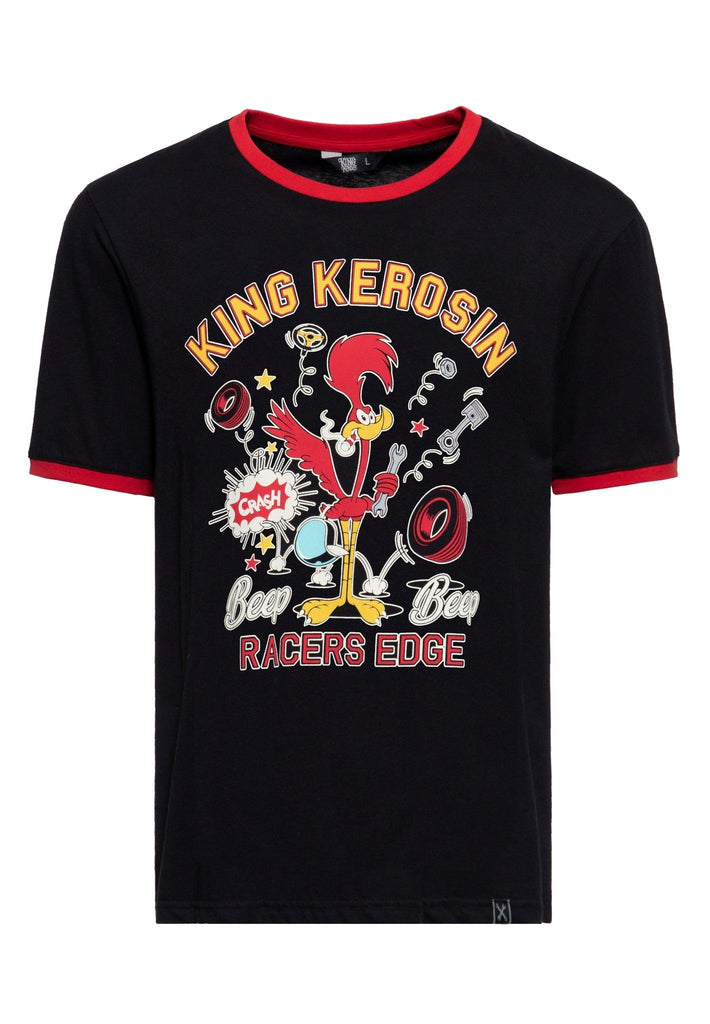 King Kerosin Herren T-Shirt Vintage Ringer Beep Beep Roadrunner Racers Edge - JeanZone