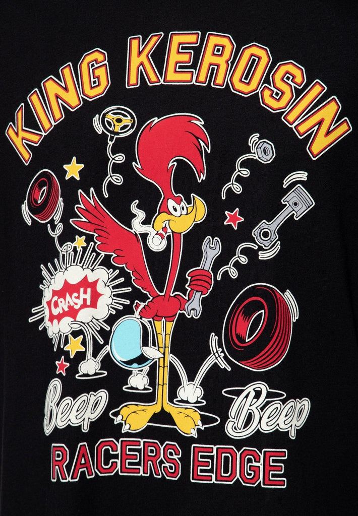 King Kerosin Herren T-Shirt Vintage Ringer Beep Beep Roadrunner Racers Edge - JeanZone