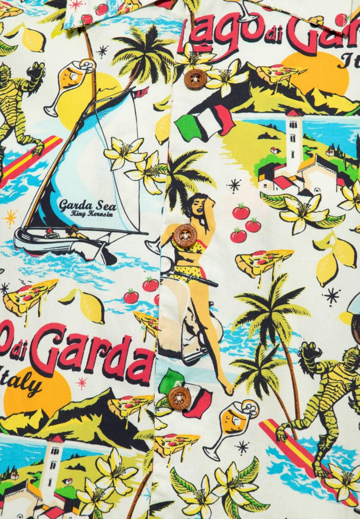 King Kerosin Herren Tropical Hawaiian Style Hemd kurzarm AOP Lake Garda KKU45058 - JeanZone