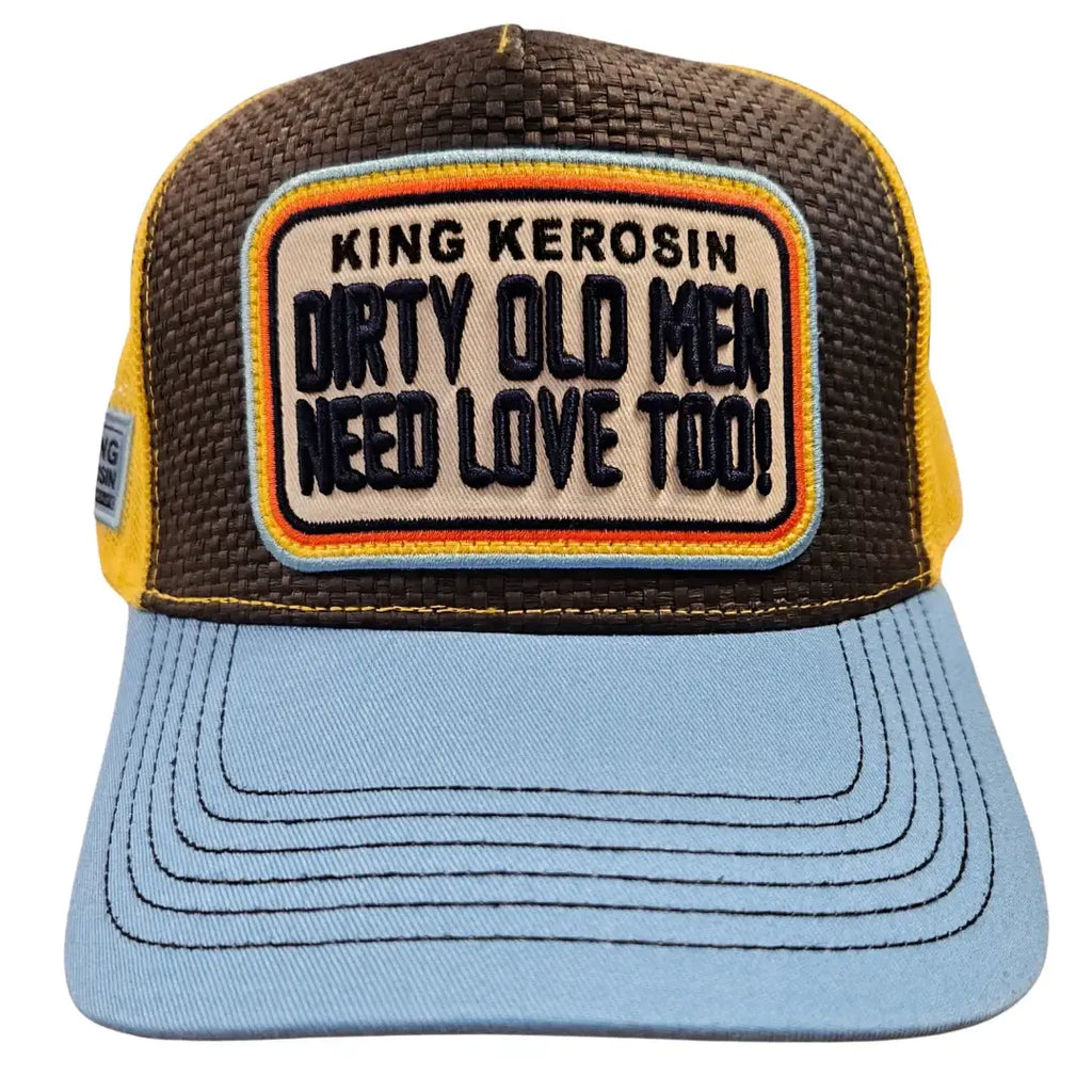 king-kerosin-herren-trucker-cap-dirty-old-men-in-grey-blue-yellow-1 - JeanZone