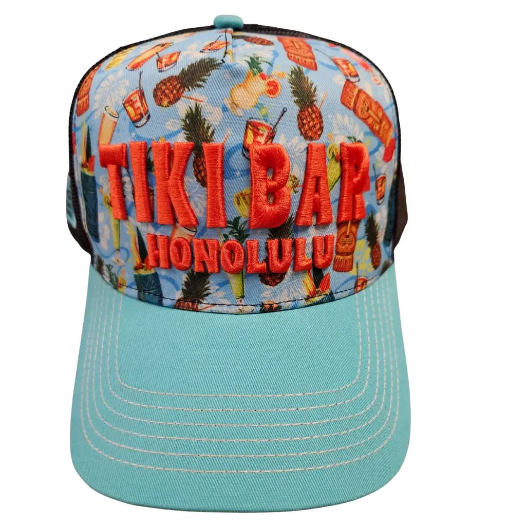 king-kerosin-herren-trucker-cap-tiki-bar-honolulu-in-aqua-1 - JeanZone