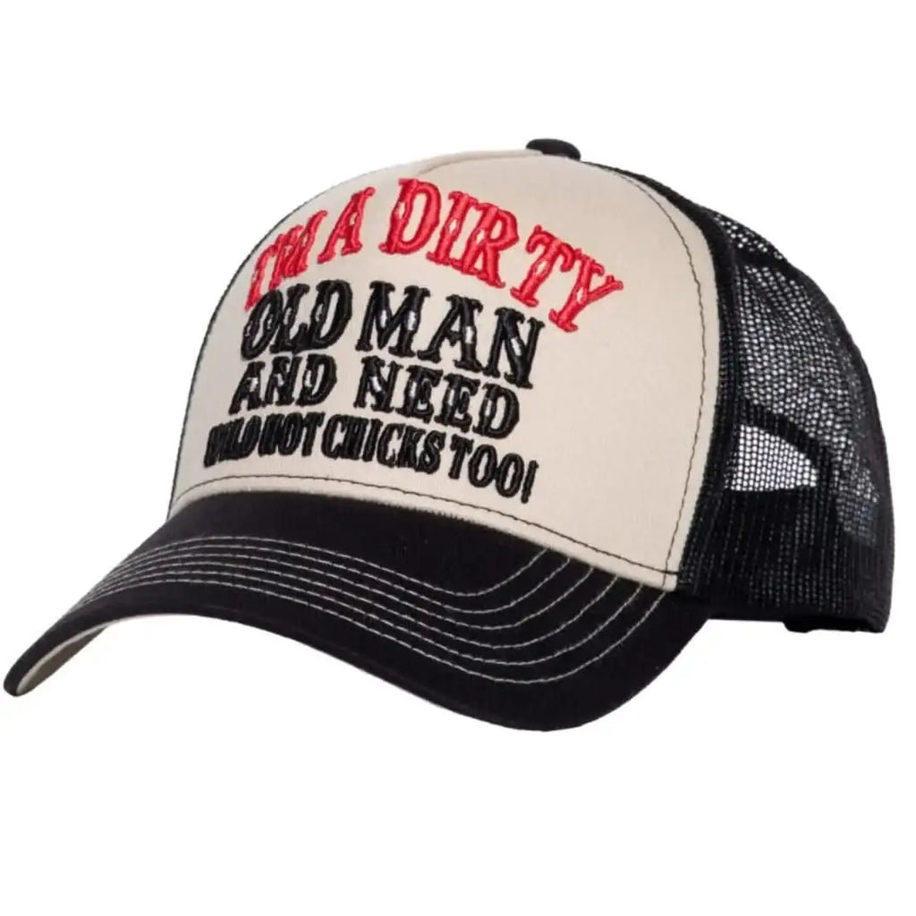 king-kerosin-trucker-cap-im-a-dirty-old-men-in-black-offwhite-1 - JeanZone
