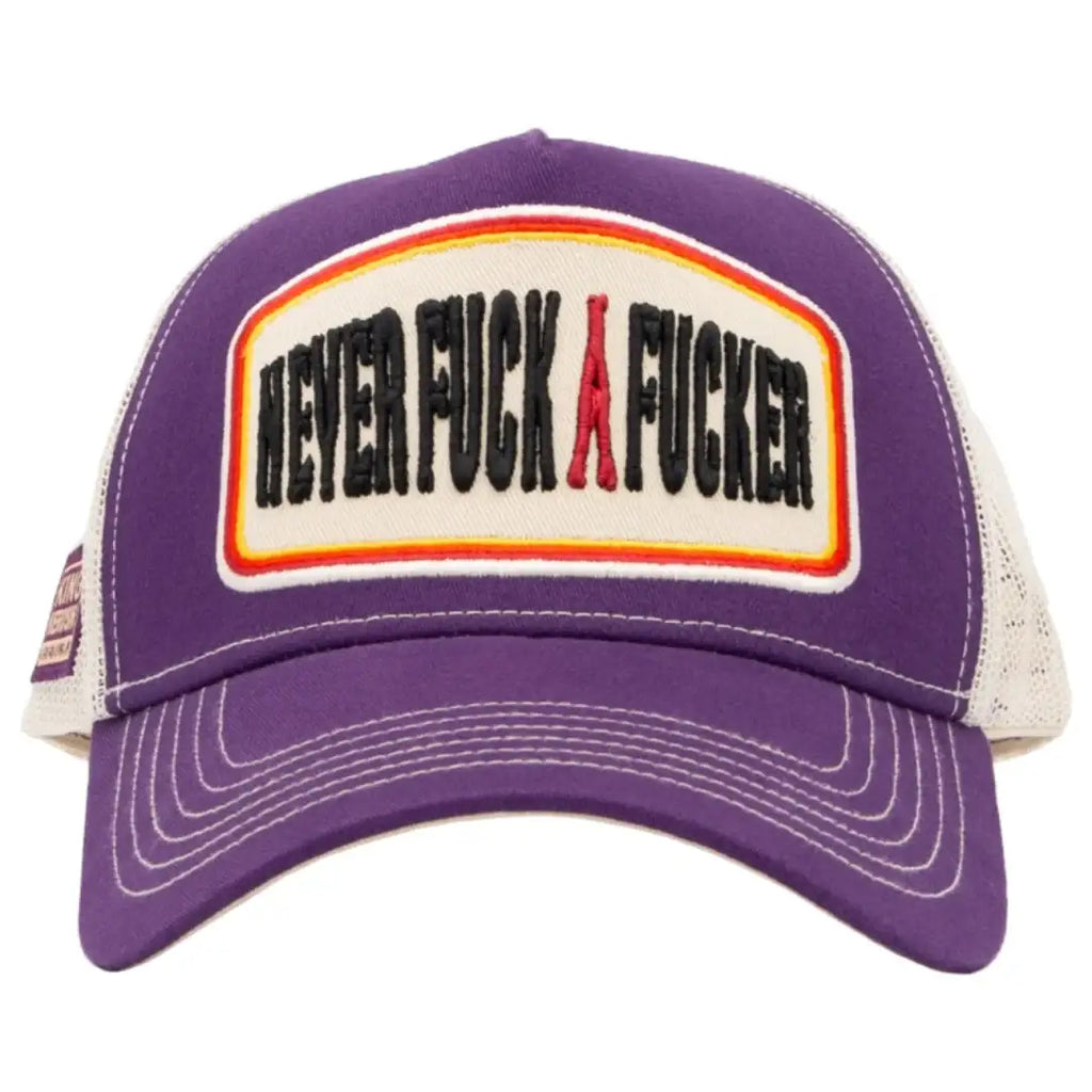 king-kerosin-trucker-cap-never-fuck-a-fucker-in-pflaume-1 - JeanZone
