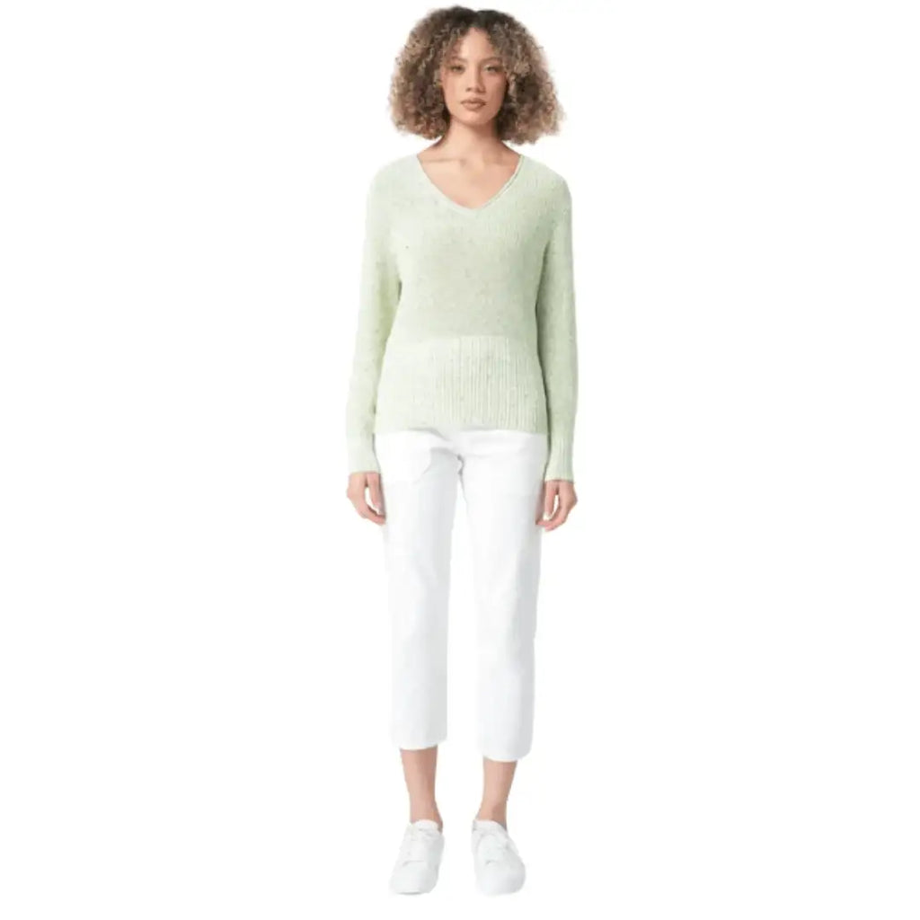 m-o-d-miracle-of-denim-damen-strickpullover-mit-v-ausschnitt-in-mint-melange-1 - JeanZone