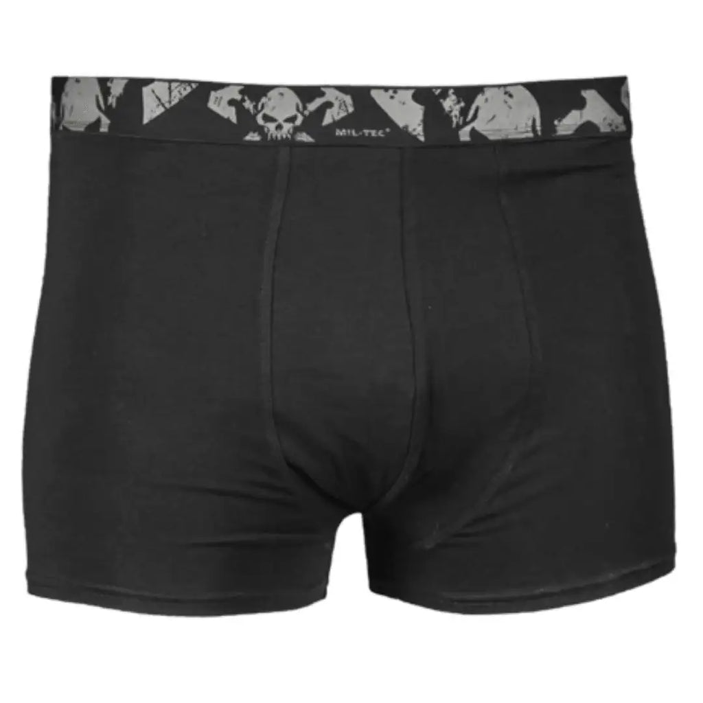 mil-tec-herren-boxer-shorts-2er-pack-in-schwarz-mit-breitem-skull-print-bund-1 - JeanZone