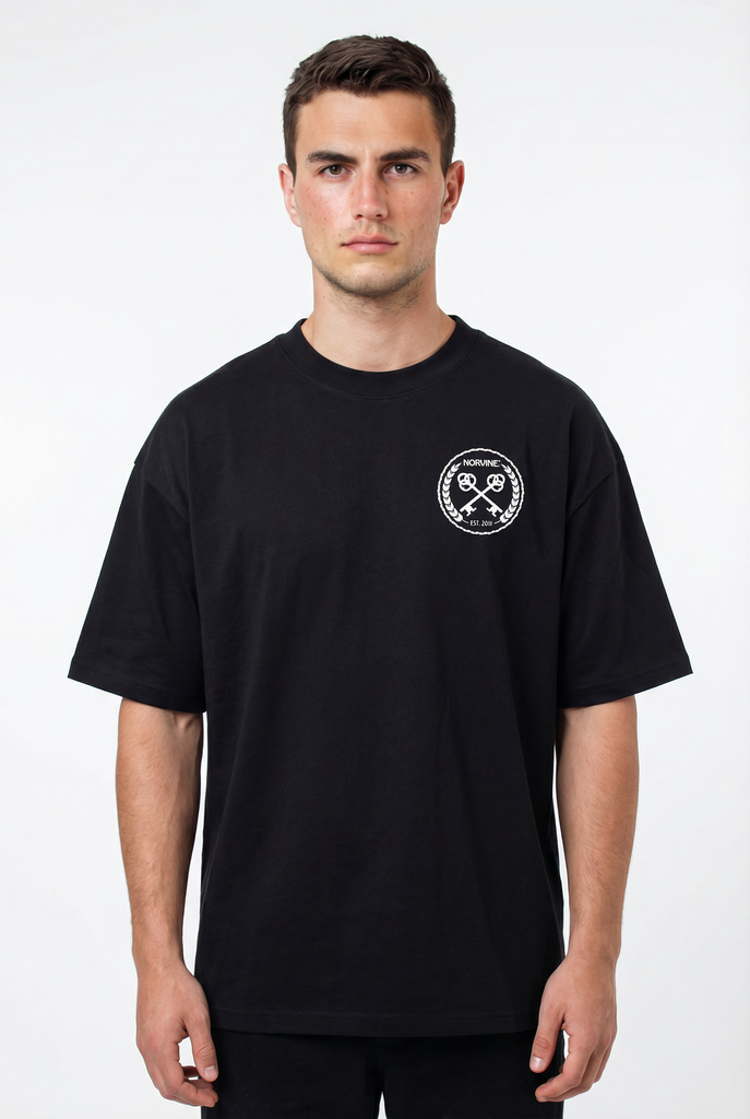 norvine-herren-t-shirt-crossed-keys-oversized-unisex-shirt-in-schwarz-1 - JeanZone
