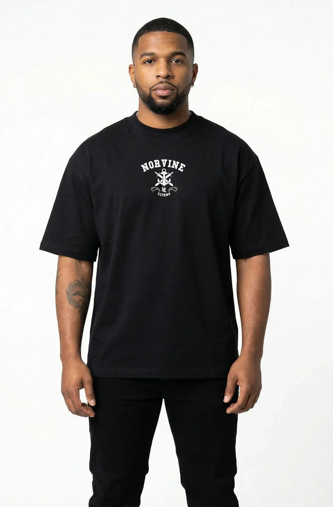 norvine-vintage-anchor-tee-oversized-unisex-t-shirt-in-schwarz-1 - JeanZone