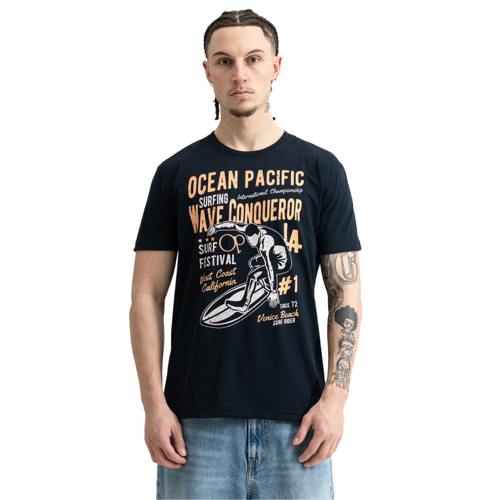 ocean-pacific-herren-t-shirt-gnarly-210004-dark-navyorangeecru-1 - JeanZone