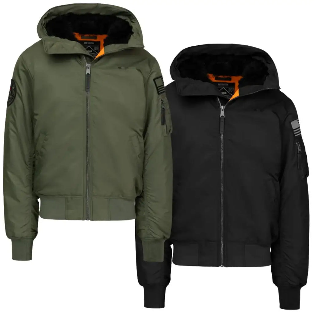pitbull-herren-bomberjacke-encino-winterjacke-mit-kapuze-in-olive-oder-schwarz-1 - JeanZone