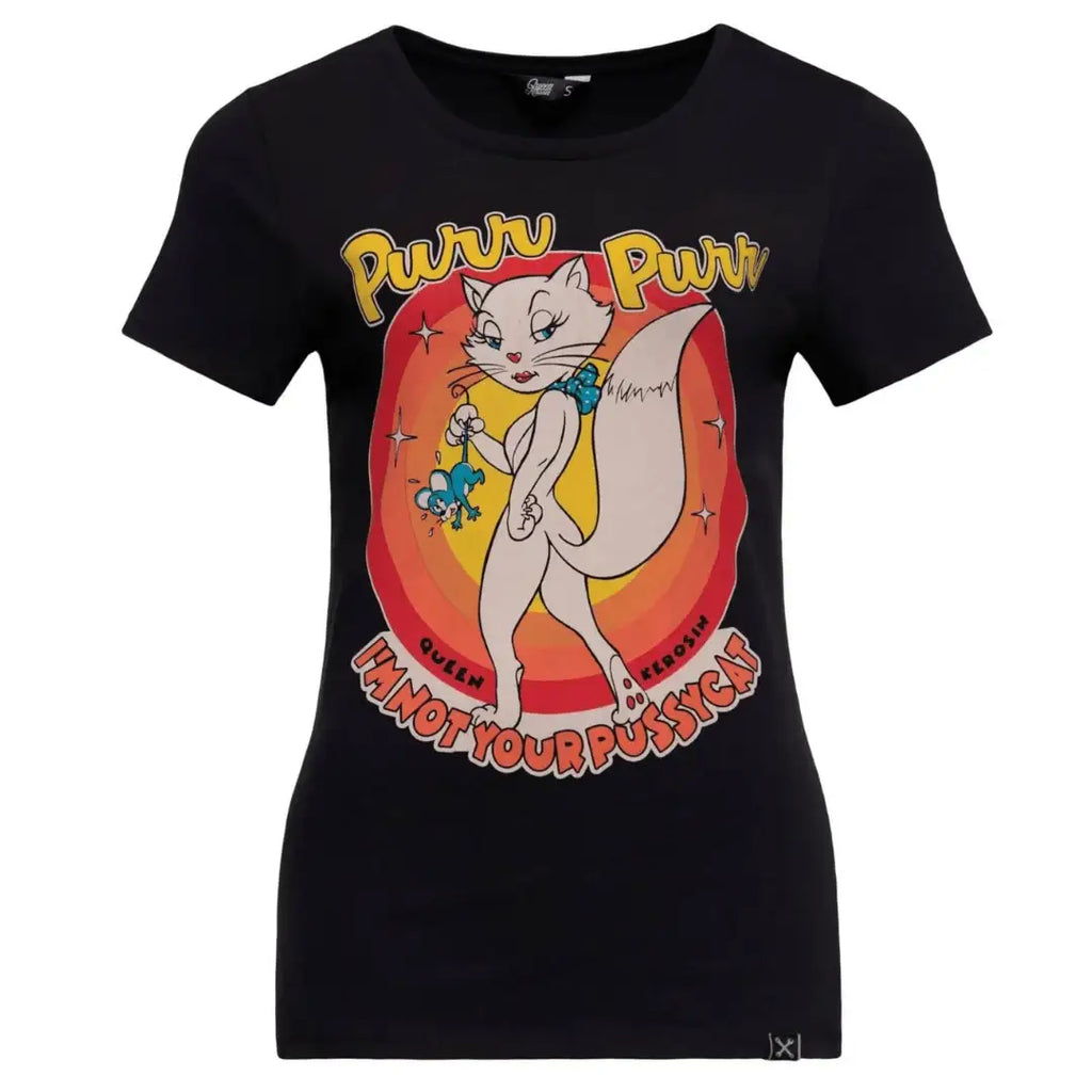 queen-kerosin-damen-cartoon-print-t-shirt-pur-pur-in-black-1 - JeanZone