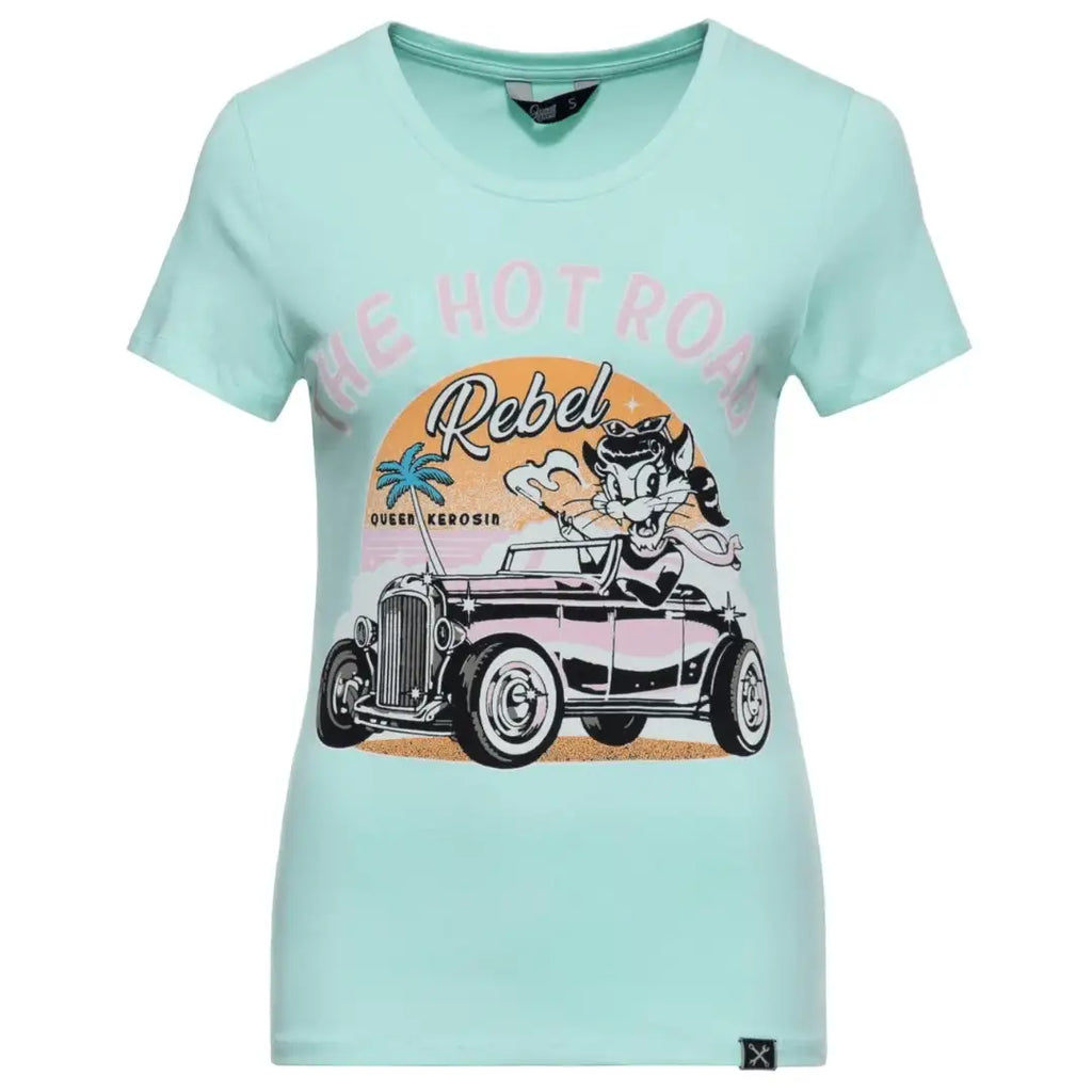 queen-kerosin-damen-print-t-shirt-hot-road-rebel-in-ocean-wave-1 - JeanZone