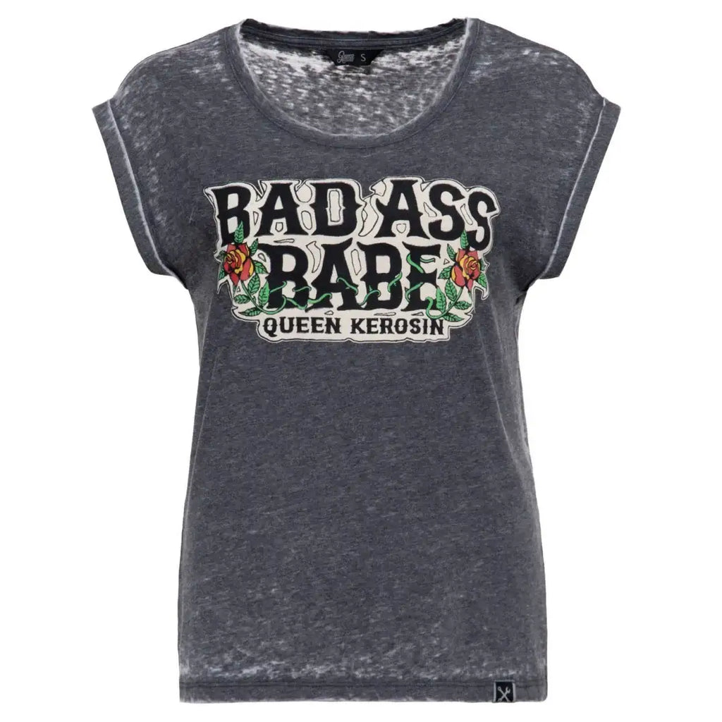 queen-kerosin-damen-slim-fit-t-shirt-bad-ass-babe-in-anthracite-1 - JeanZone