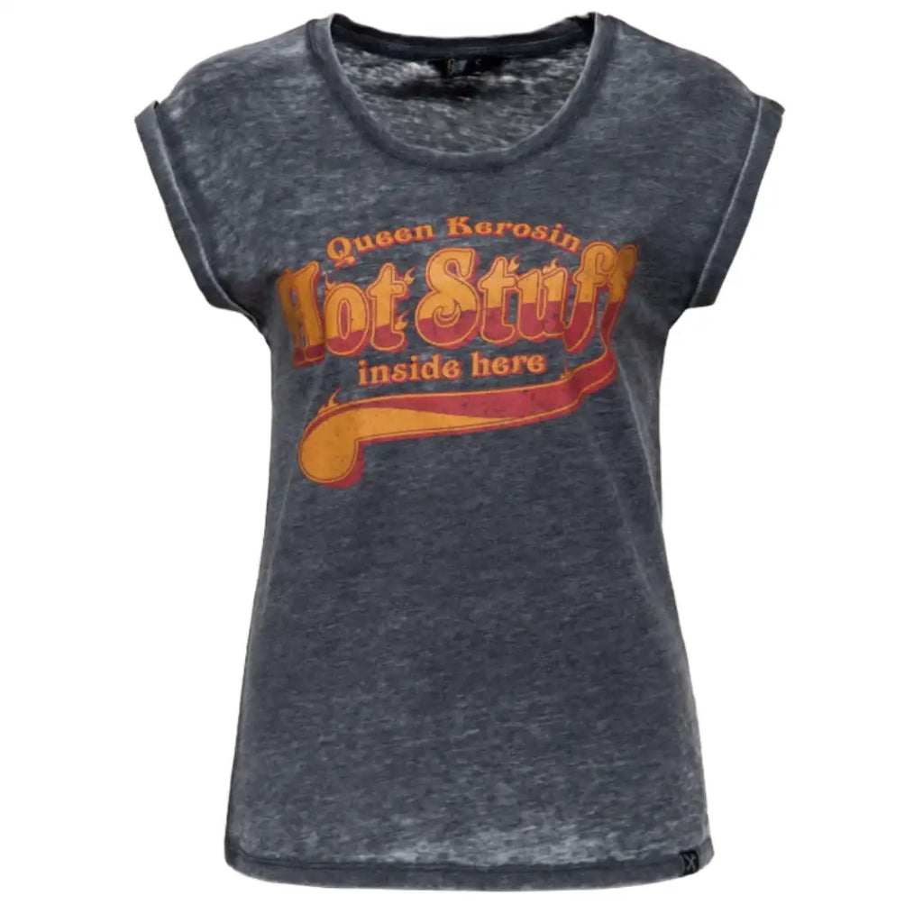 queen-kerosin-damen-t-shirt-enzymwash-hot-stuff-in-anthracite-1 - JeanZone