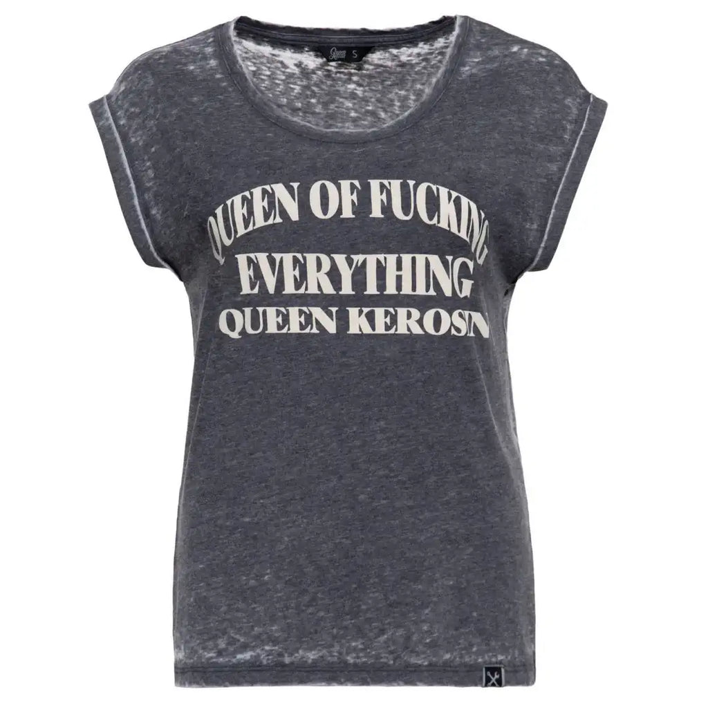 queen-kerosin-damen-t-shirt-enzymwash-queen-of-everything-in-anthra-1 - JeanZone