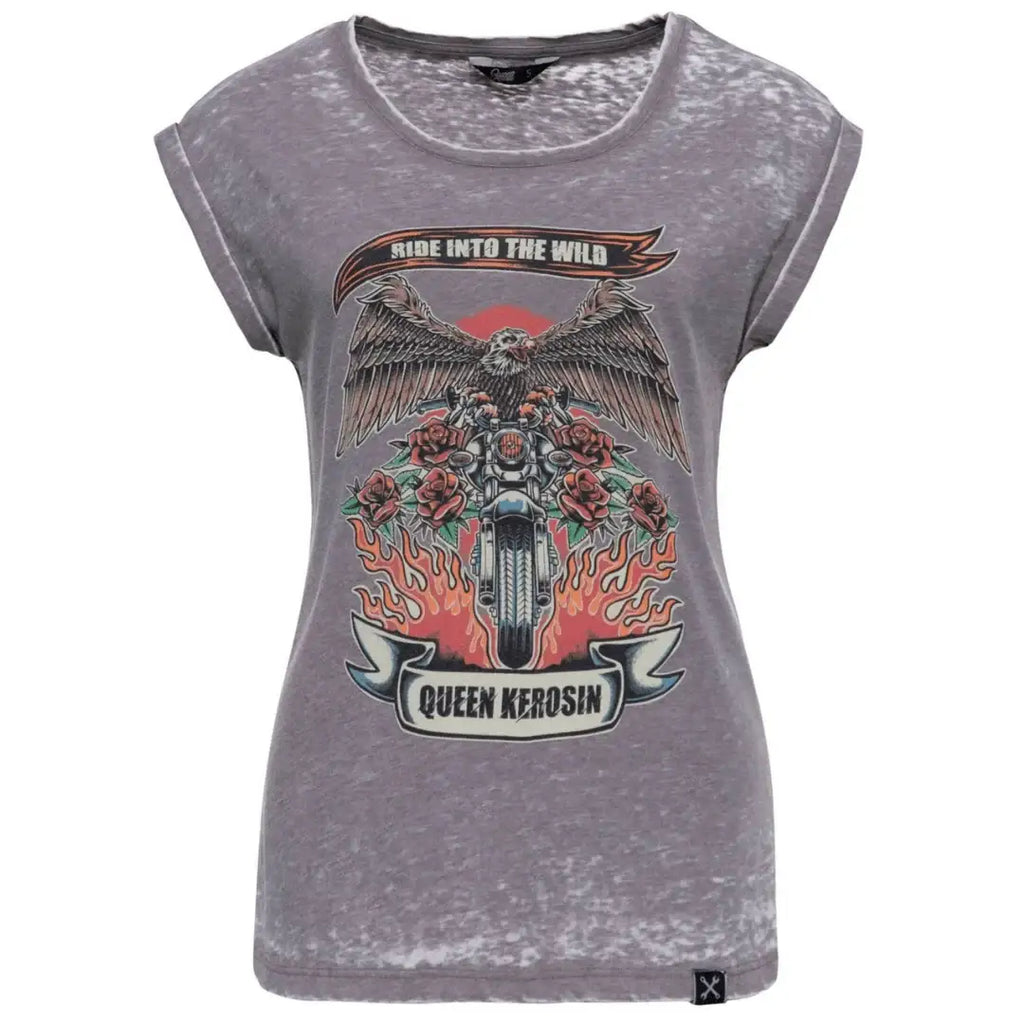queen-kerosin-damen-t-shirt-enzymwash-ride-in-to-the-wild-in-excalibur-1 - JeanZone