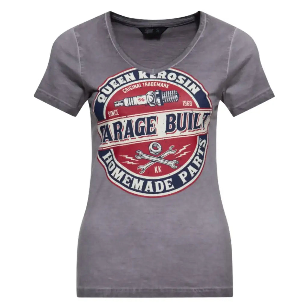queen-kerosin-damen-t-shirt-garage-built-slim-fit-in-anthra-1 - JeanZone