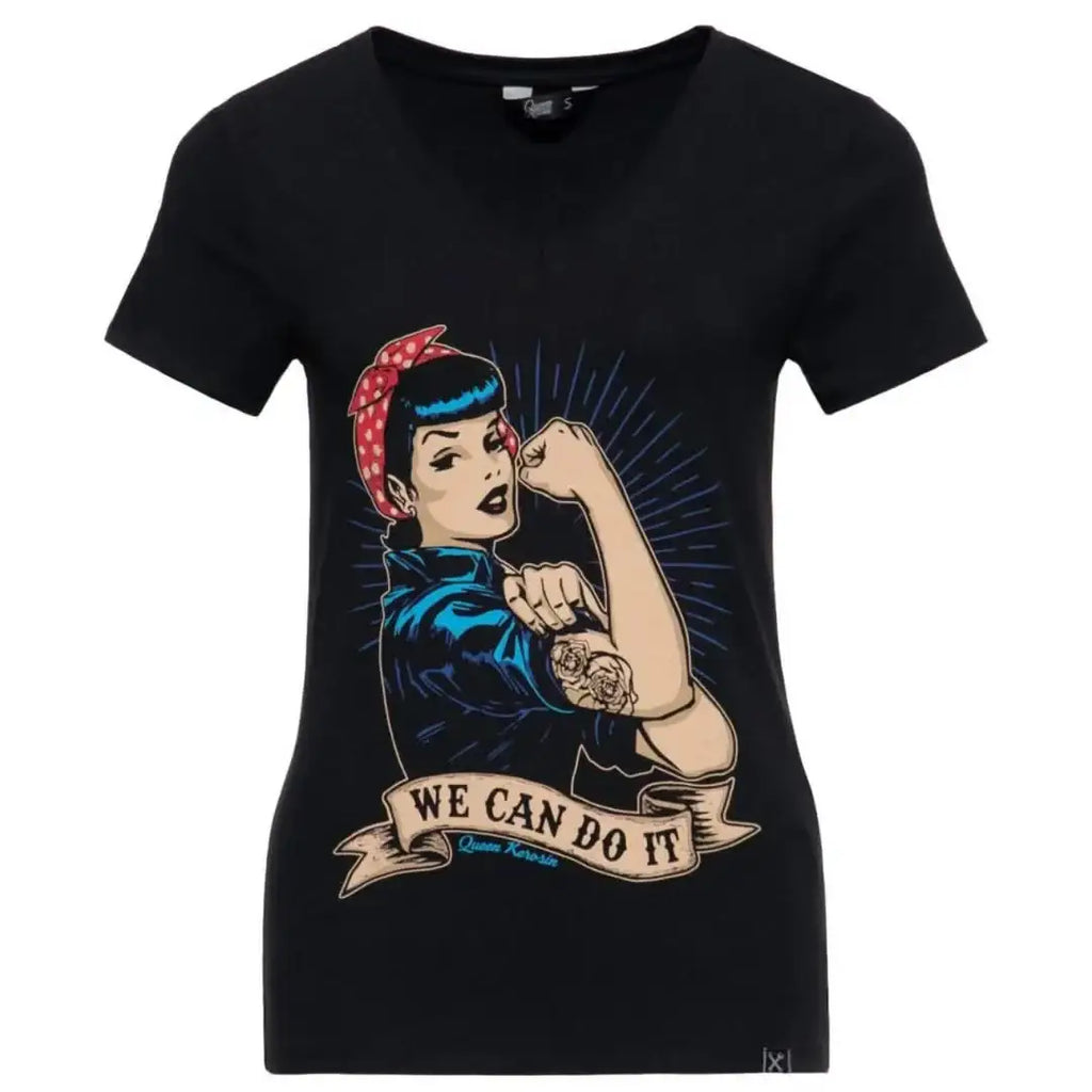 queen-kerosin-damen-t-shirt-we-can-do-it-in-black-slim-fit-1 - JeanZone