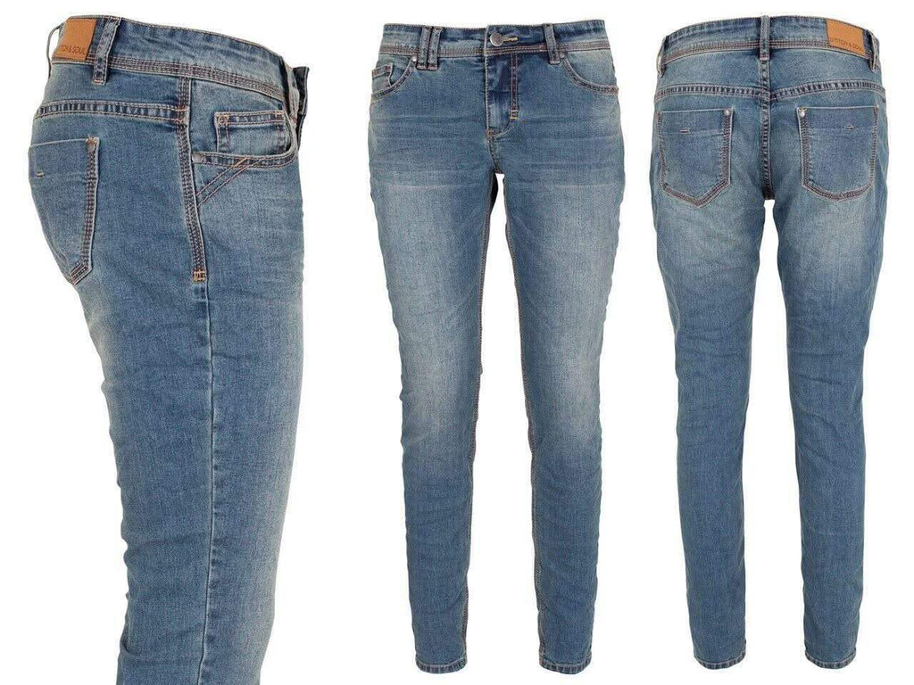 stitch-and-soul-damen-jeans-skinny-fit-mid-used-blue-stretch-denim-mit-knopfleiste-1 - JeanZone